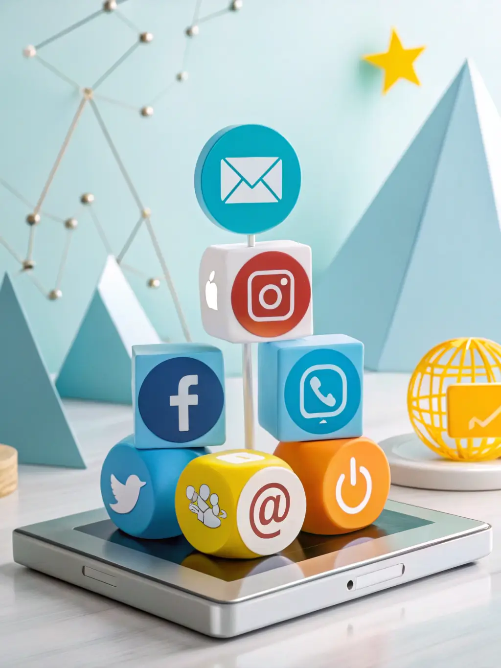 A visually appealing graphic illustrating a multi-channel marketing campaign, highlighting various platforms like social media, email, and search engines.