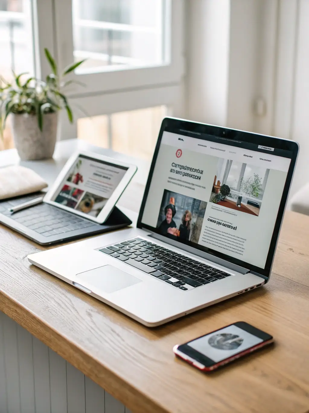A high-quality image of a beautifully designed website on multiple devices, emphasizing user experience and responsive design.